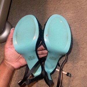 Betsey Johnson Black Glitter Heels